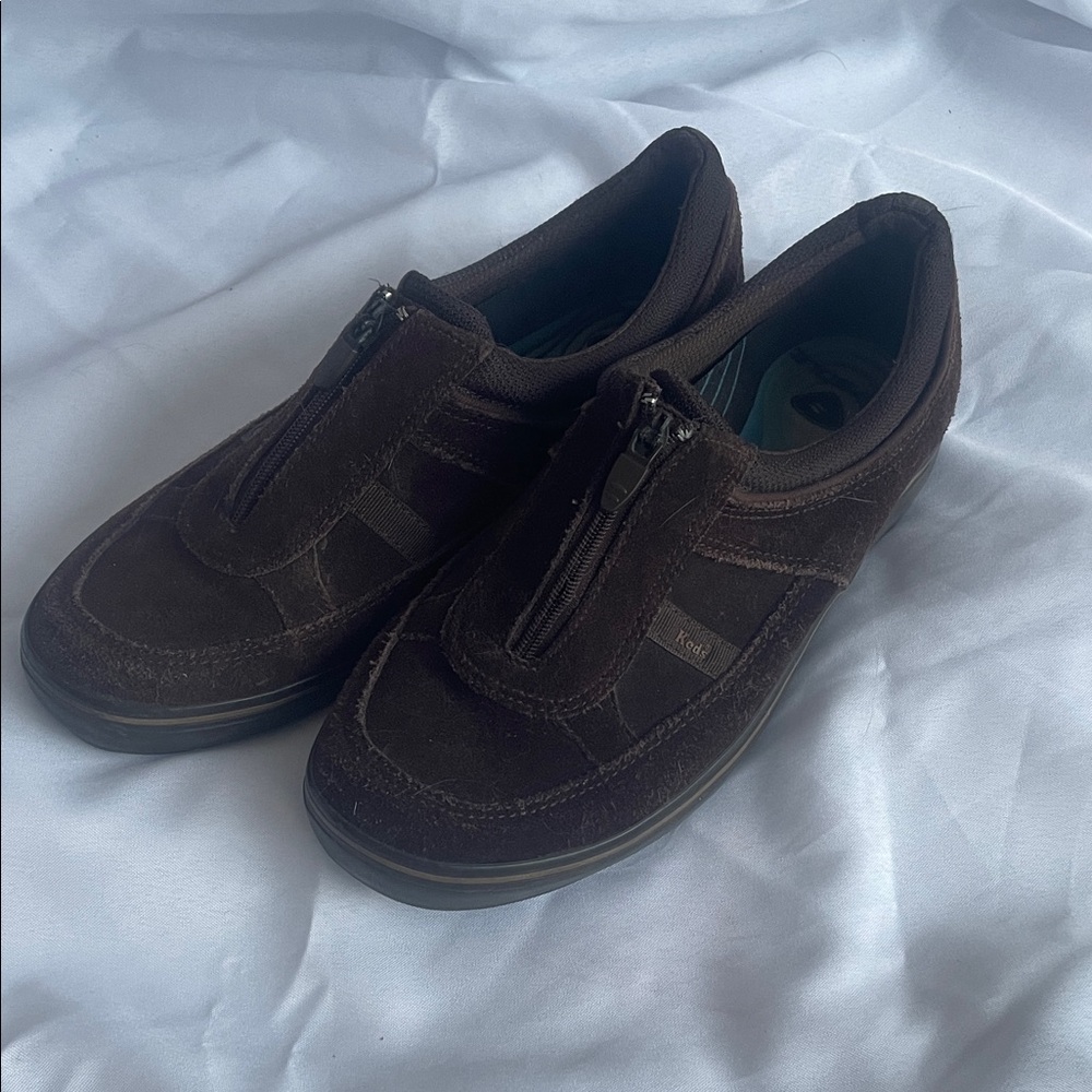 Ladies Keds Brown Zip-Up Shoes
